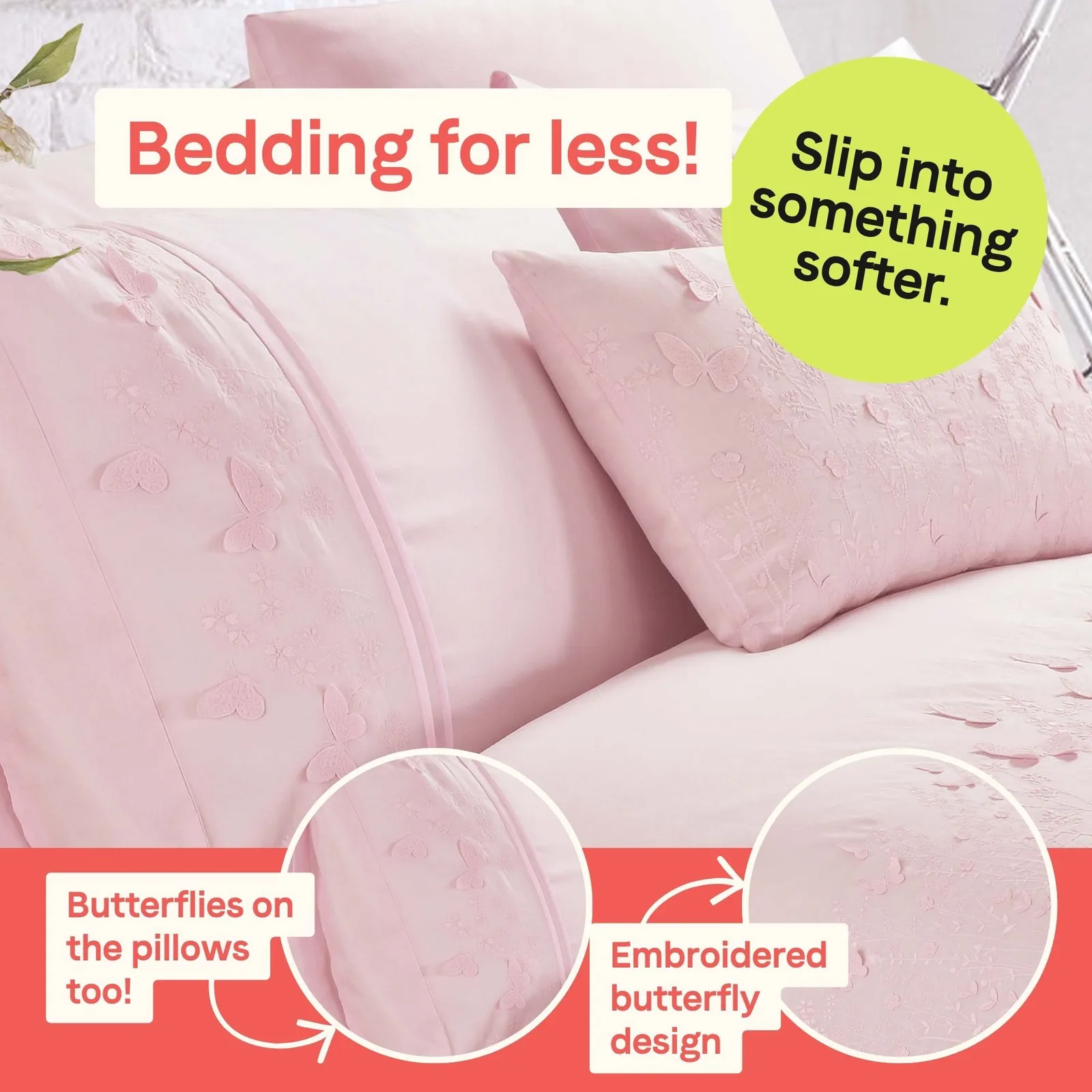 Rapport Home Papillon Duvet Set King Blush, Pink 3