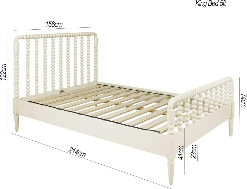 Statement Furniture Cromwell 5ft Wooden Bed Frame with Bobbin Design Head & Footboards in Cream 2