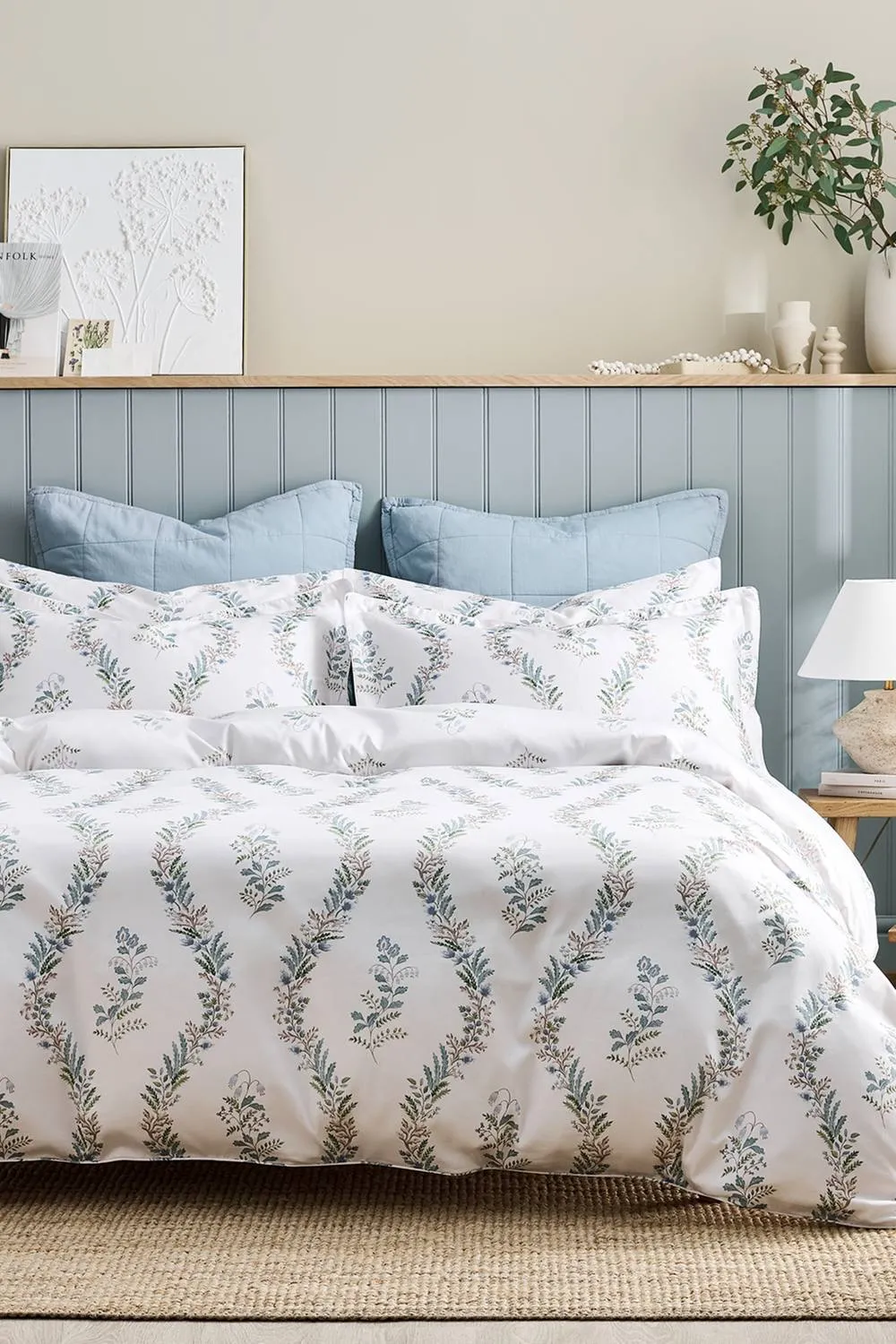 CHRISTY 'Eversham' Floral Reversible Cotton Sateen Duvet Cover Set in Blue 1