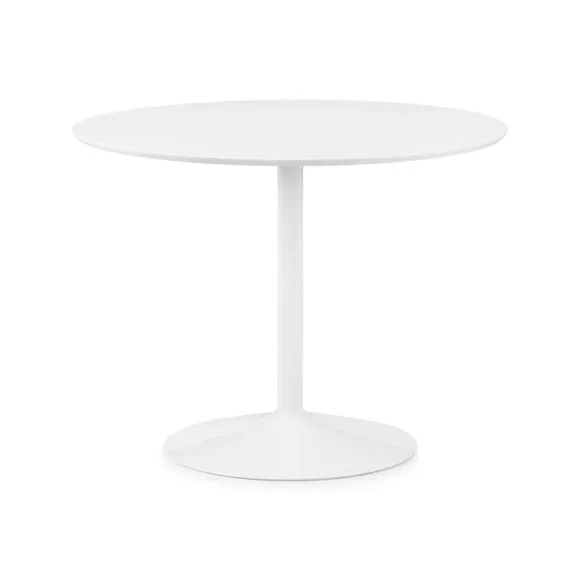 Blanco 4 Seater Round Pedestal Dining Table, White 2