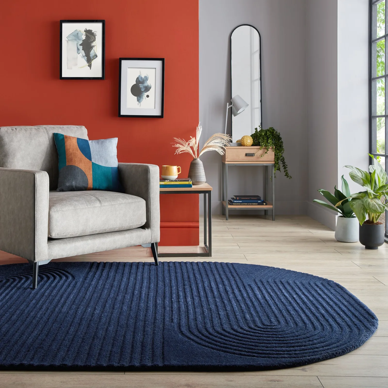 Elements Fard Wool Rug Navy Blue