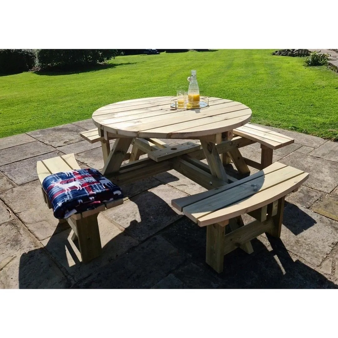 Churnet Valley Garden Furniture Ltd Westwood Round Picnic Table - Minimal Assembly Required in Brown 3