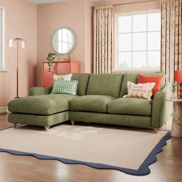 Hattie Slub Faux Linen Corner Chaise 1