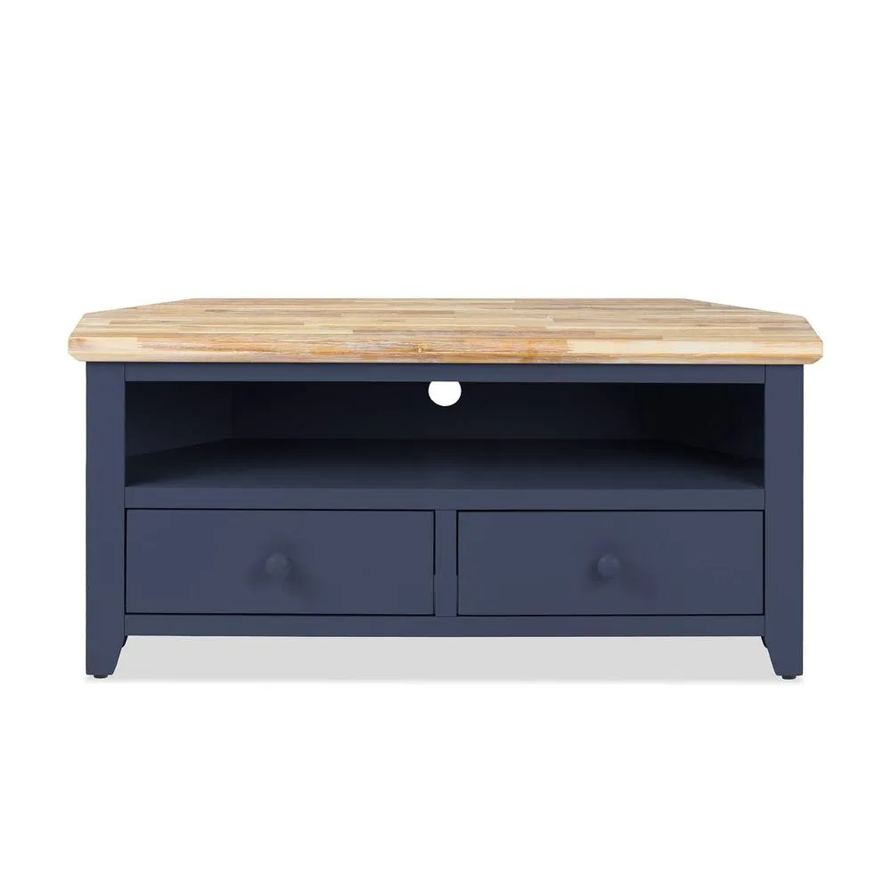 Statement Furniture Florence Corner TV Unit With 2 Drawers & Shelf in Navy 1