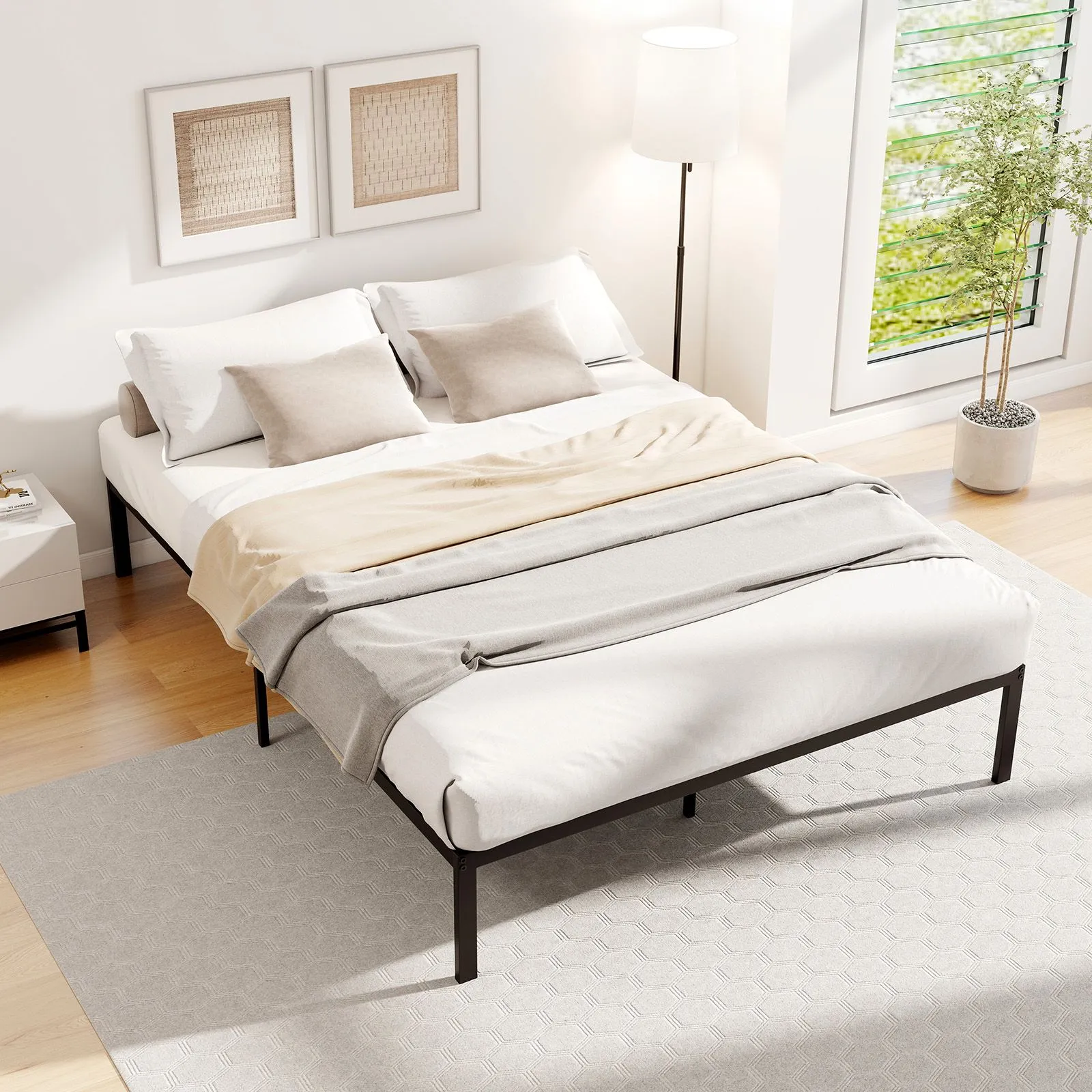 Costway Double Size/King Size Metal Bed Frame 30CM Platform Bed in Black 3