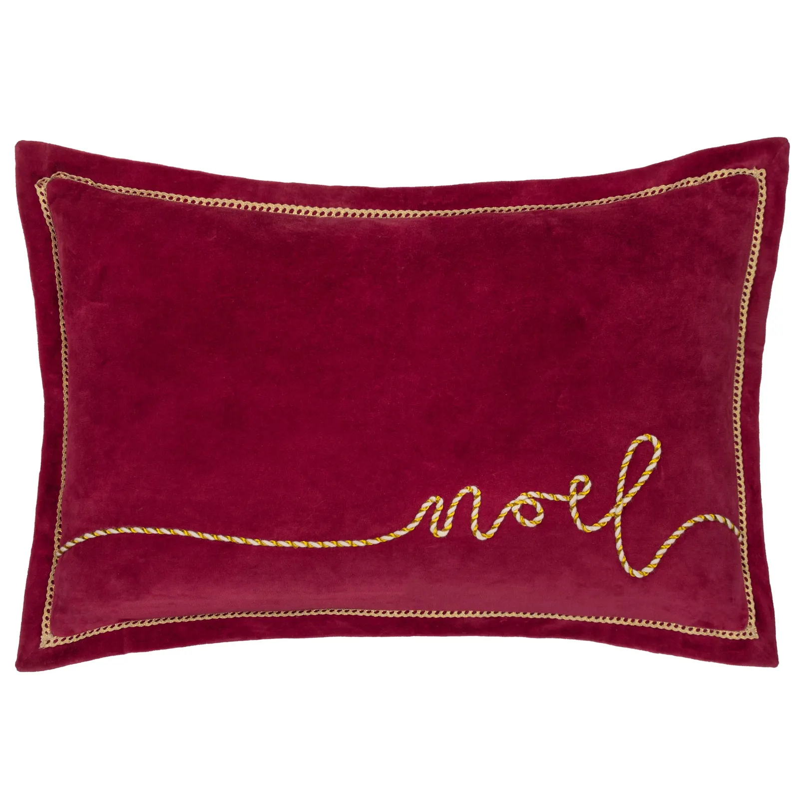 Paoletti Winter Noel Embroidered Polyester Filled Cushion in Red