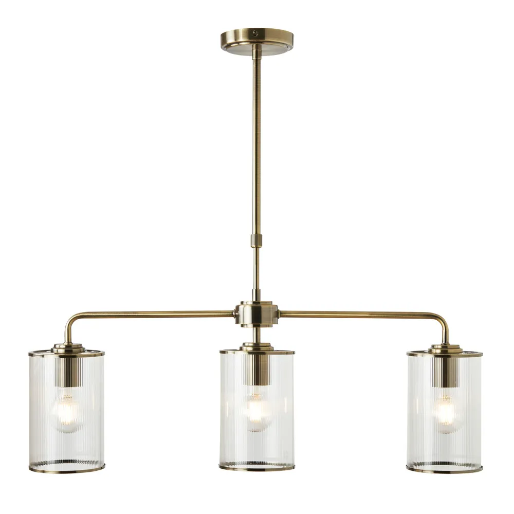 Elise 3 Light Adjustable Diner Pendant Bar, Antique Brass