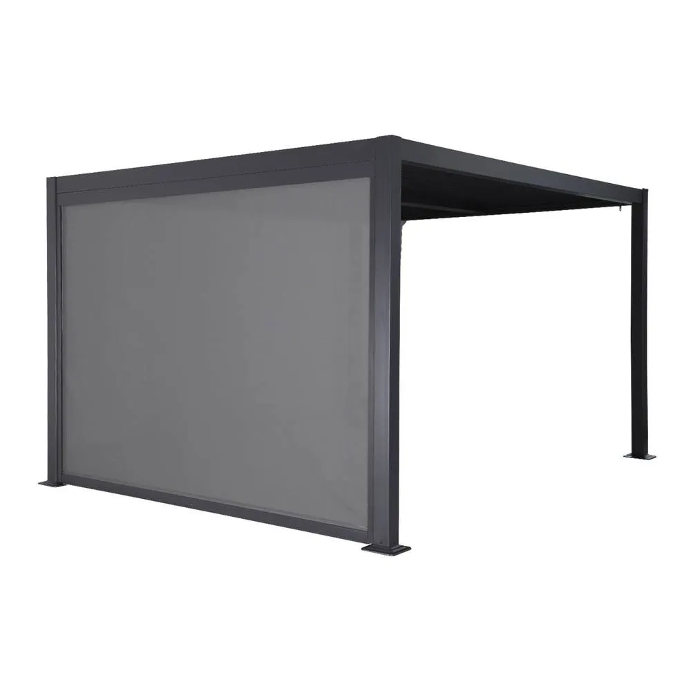 sweeek Louvered pergola 4 x 3m with a 3m blind in Dark Grey 2