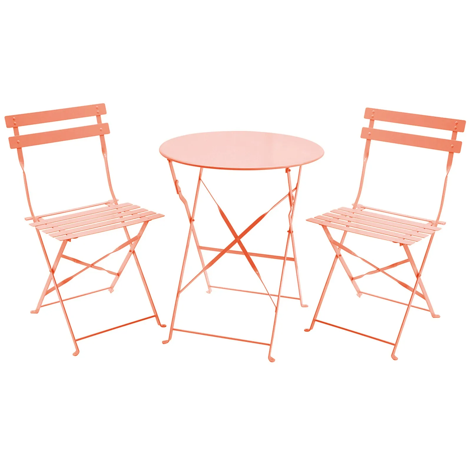 Folding 2 Seater Orange Metal Bistro Set Orange and Pink
