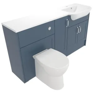 Deccado Padworth Juniper Blue Right Hand 1500mm Fitted Vanity & Toilet Pan Unit Combination with Right Hand Basin 2