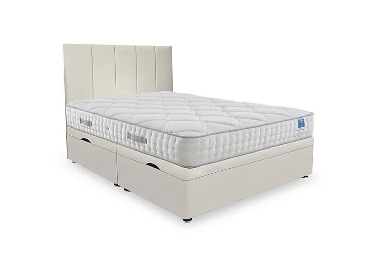 Memory Luxe Side Lift Ottoman Divan Set - King Size - Plush Ecru