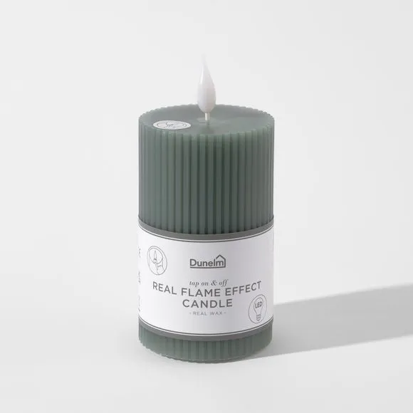 LED Tap Out Ribbed Pillar Candle 4