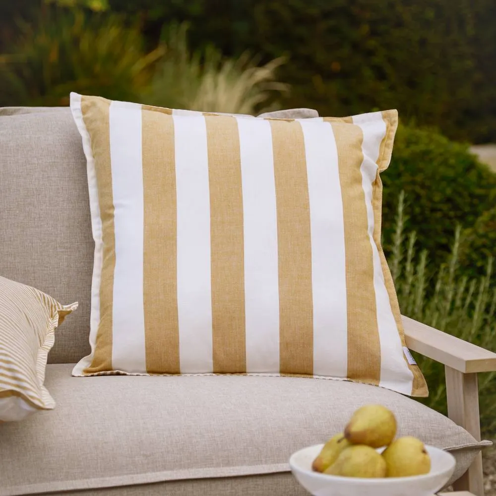 Yard Hayle 100% Cotton Striped Outdoor Cushion in Amber 1