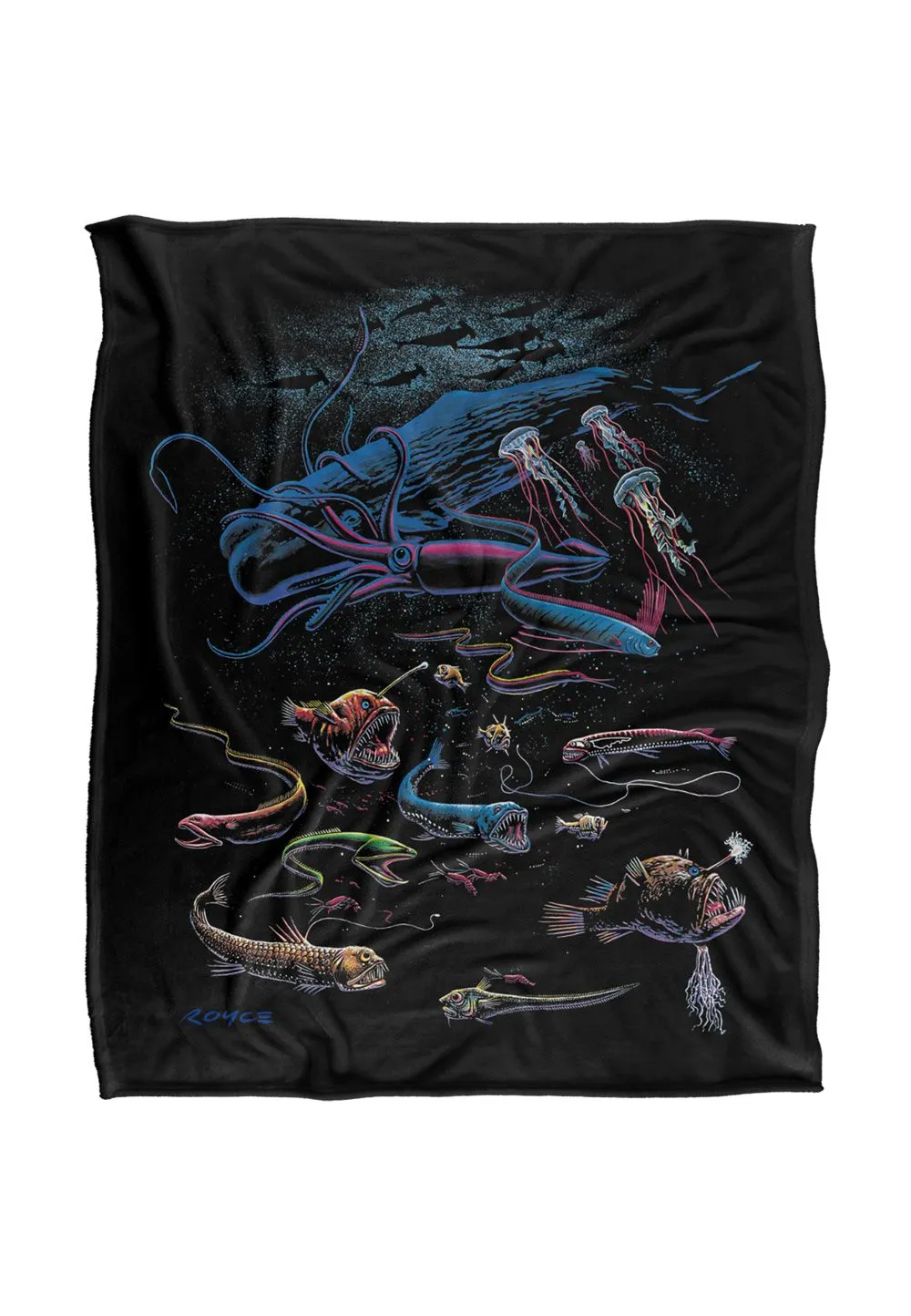 JQ Licensing Royce Mcclure Way Down Deep Fish Silky Touch Super Soft Throw Blanket 152 X 127 cm in White