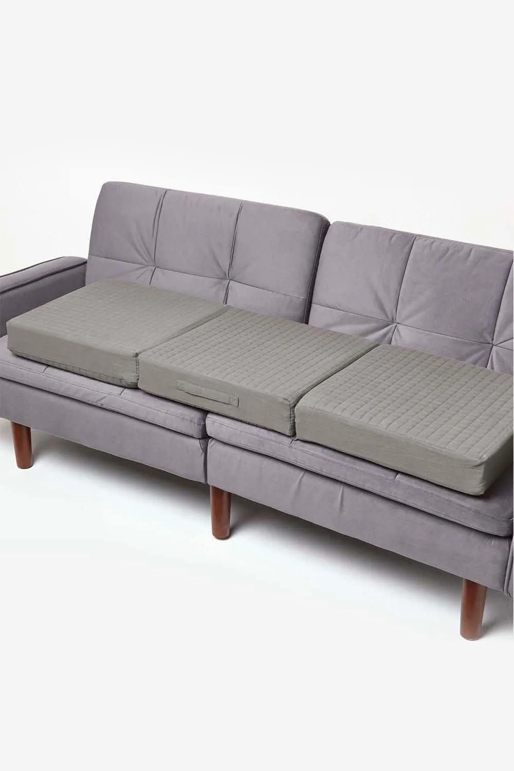 Homescapes Cotton Orthopaedic Foam 3 Seater Booster Cushion in Charcoal