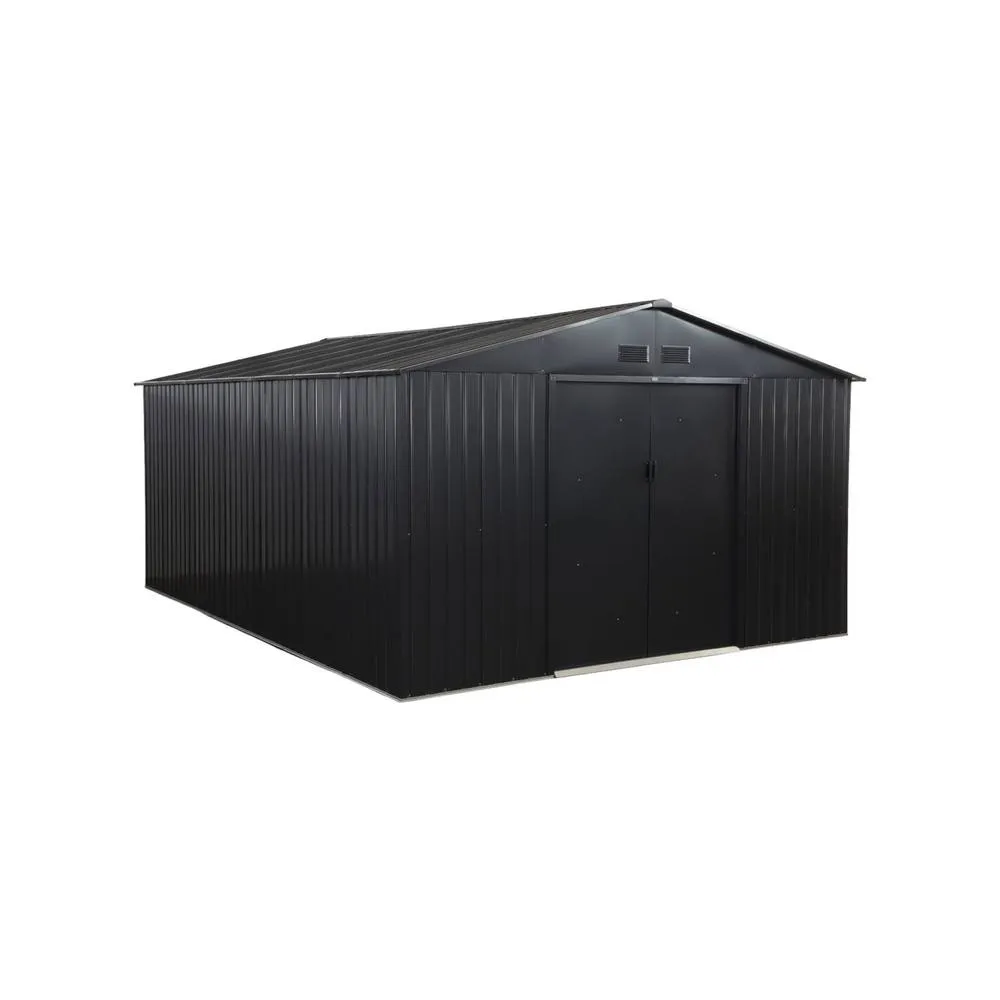 sweeek Galvanized steel garden shed 15.35m² with anchoring kit in Dark Grey 2