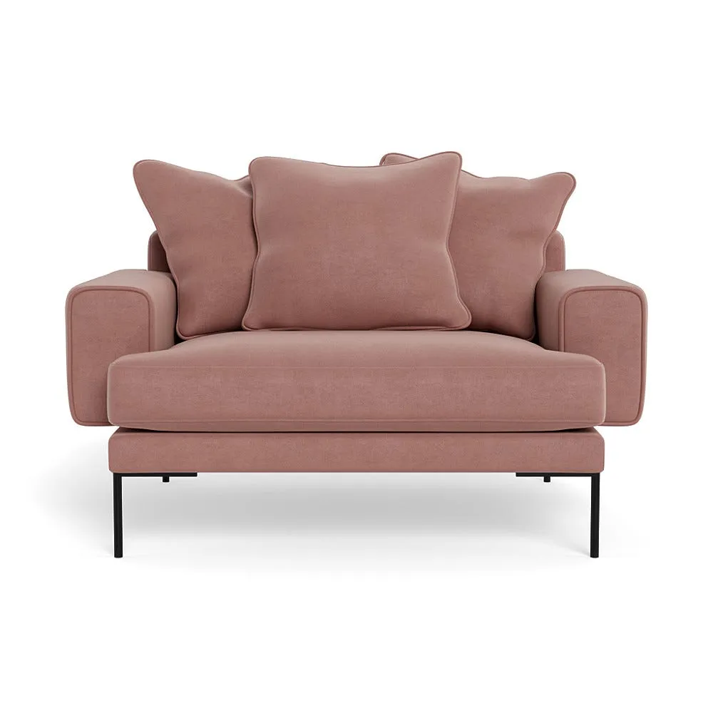 Heal's Torrington Loveseat Smart Luxe Velvet Dusky Pink Black Feet 1