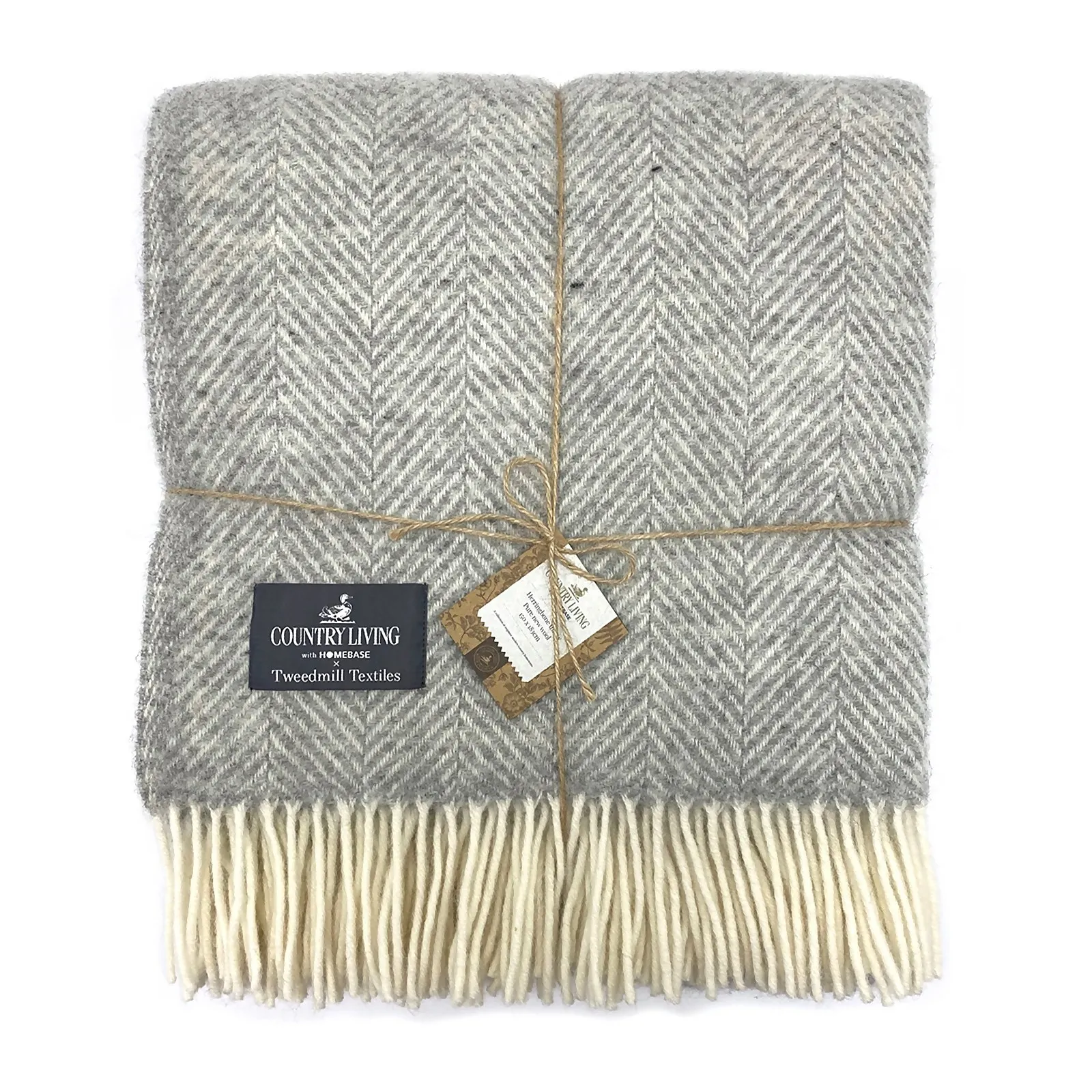 Country Living Wool Herringbone Throw - 150x183cm - Grey