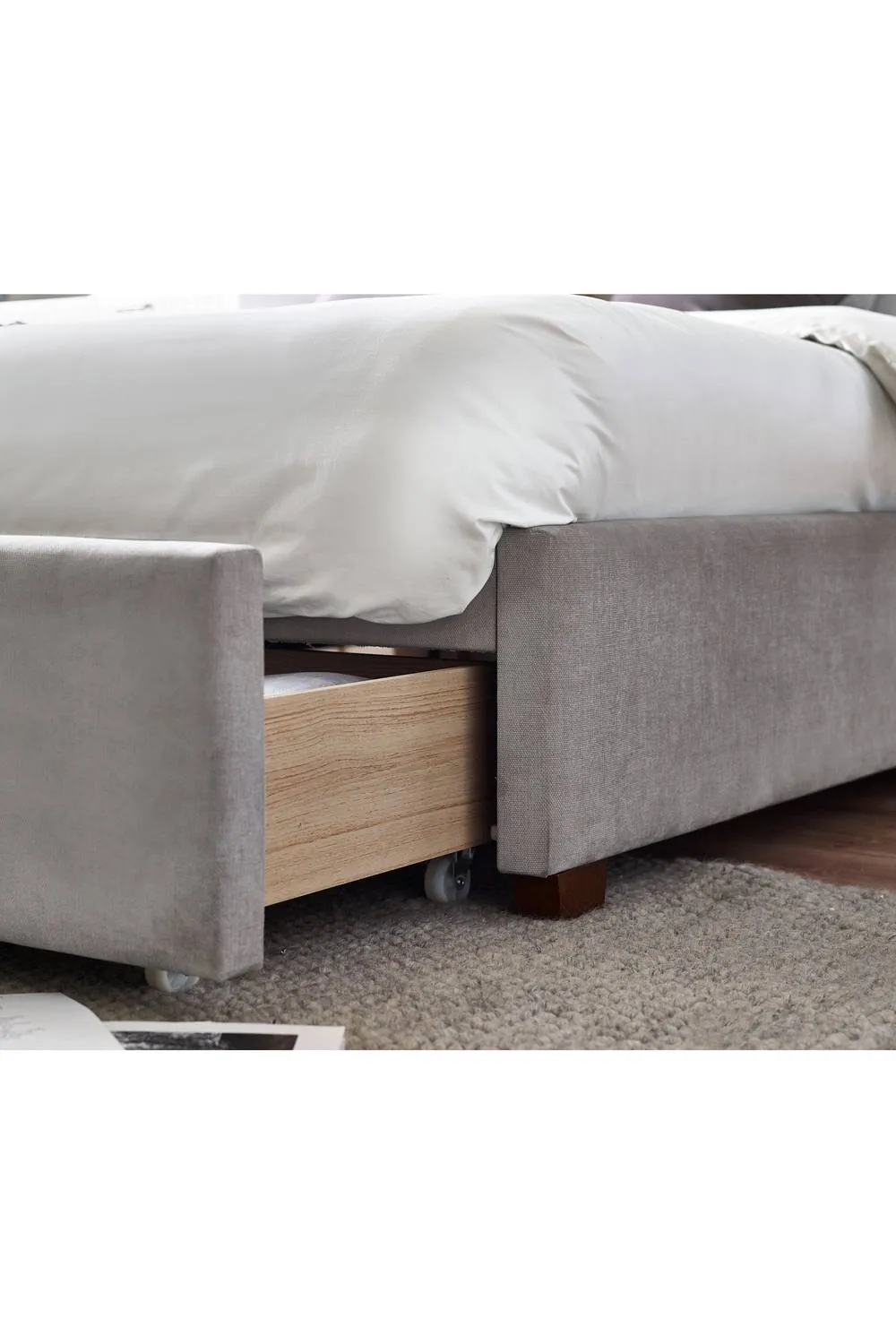 Julian Bowen Savannah Upholstered Bed with Drawer in Grey 6