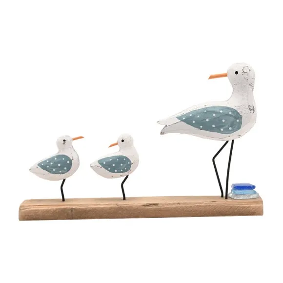 Love Life By The Sea Driftwood & Sea Glass Seagull Family Ornament 4