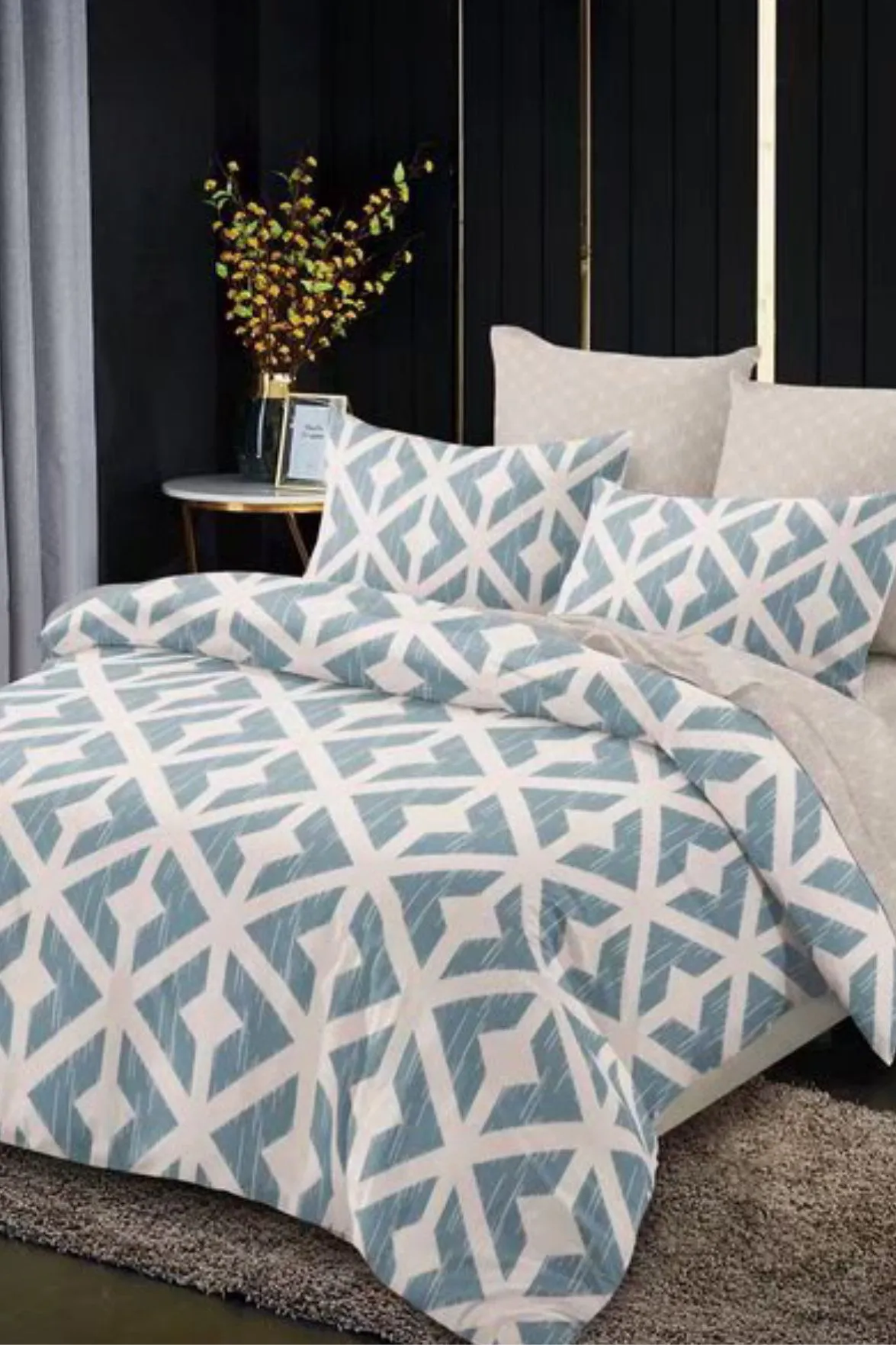 Ezysleep Aztec Blue Printed Duvet Cover Set