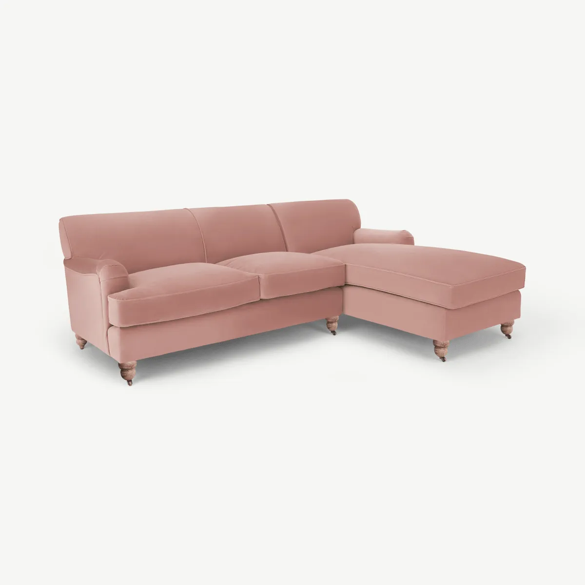 Orson Right Hand Facing Chaise End Corner Sofa, Vintage Pink Velvet