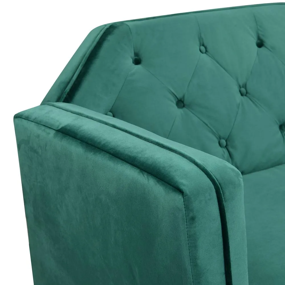 Comfy Living Ltd Plush Velvet Tufted Sofa Bed In Various Colours With Black & Gold Legs in Green 6
