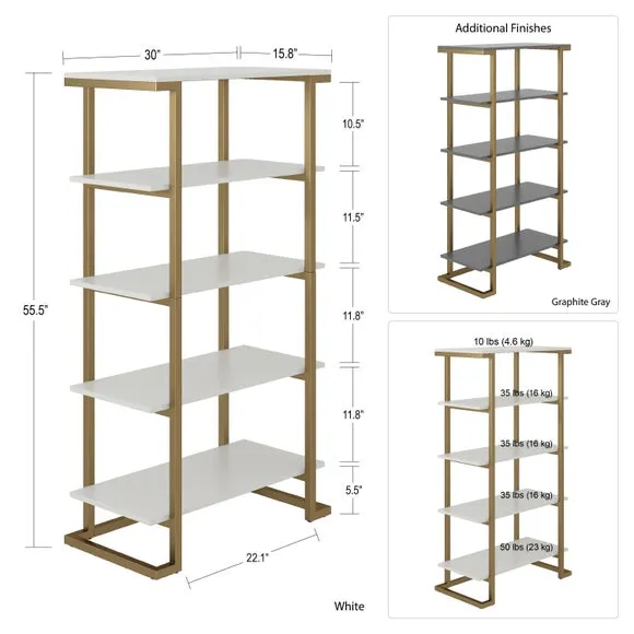 Cosmo Living Camila 5 Shelf Bookcase 6