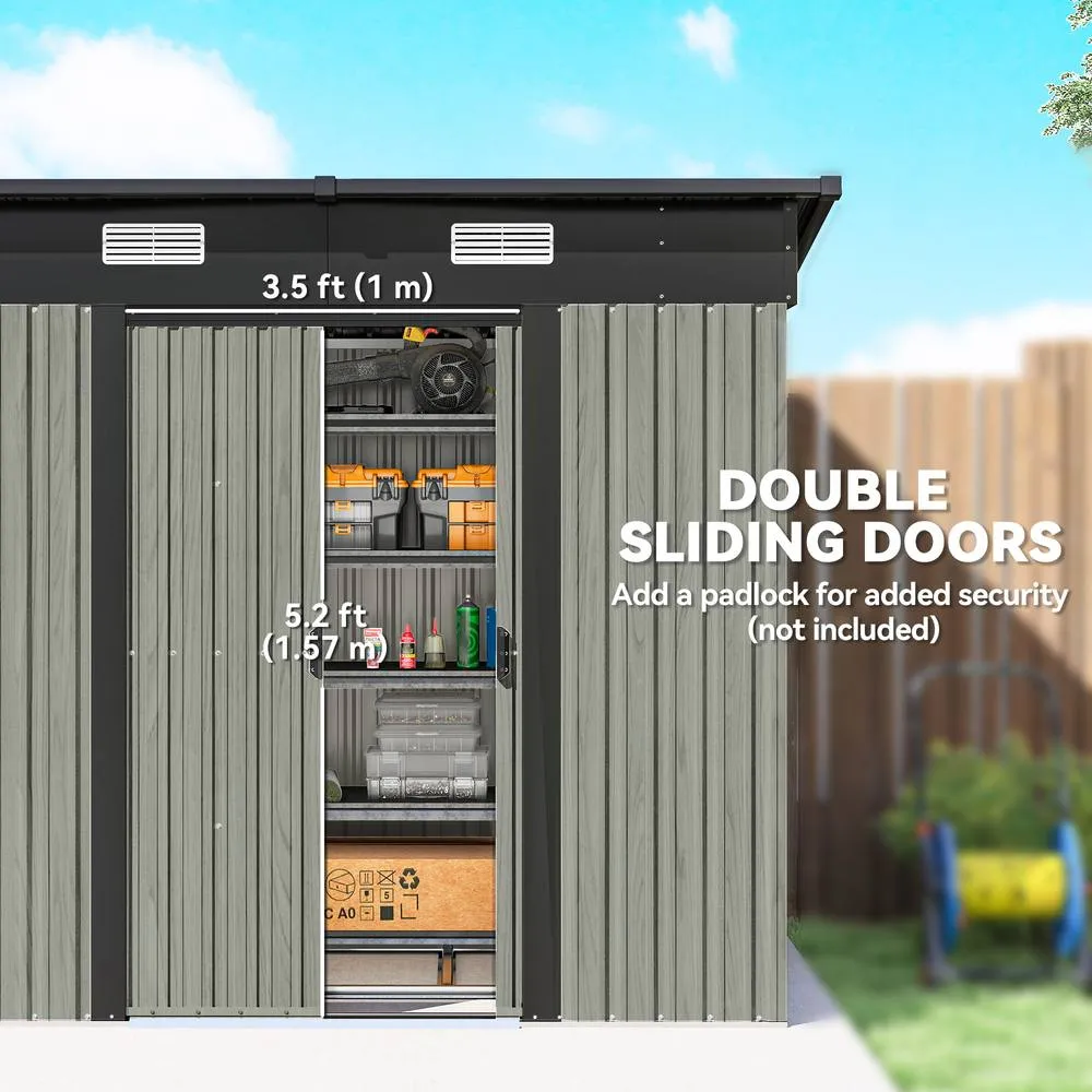 OUTSUNNY 7 x 4ft Outdoor Garden Storage Shed for Garden in Light Grey 5