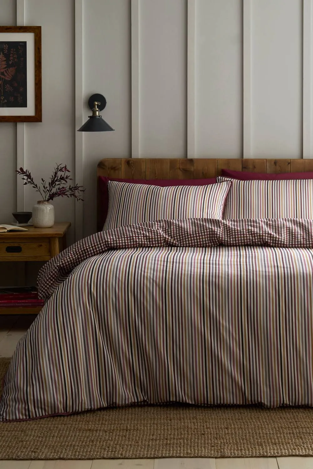 Appletree 'Micro Check' 100% Cotton Duvet Cover Set in Dark Red 4