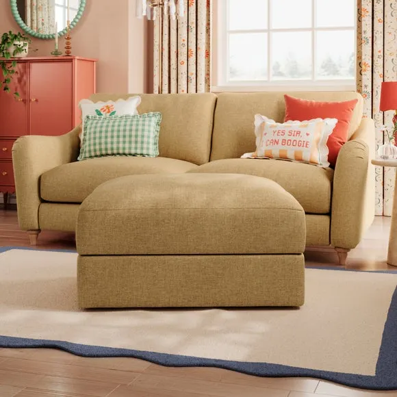 Hattie Slub Faux Linen Storage Footstool 4