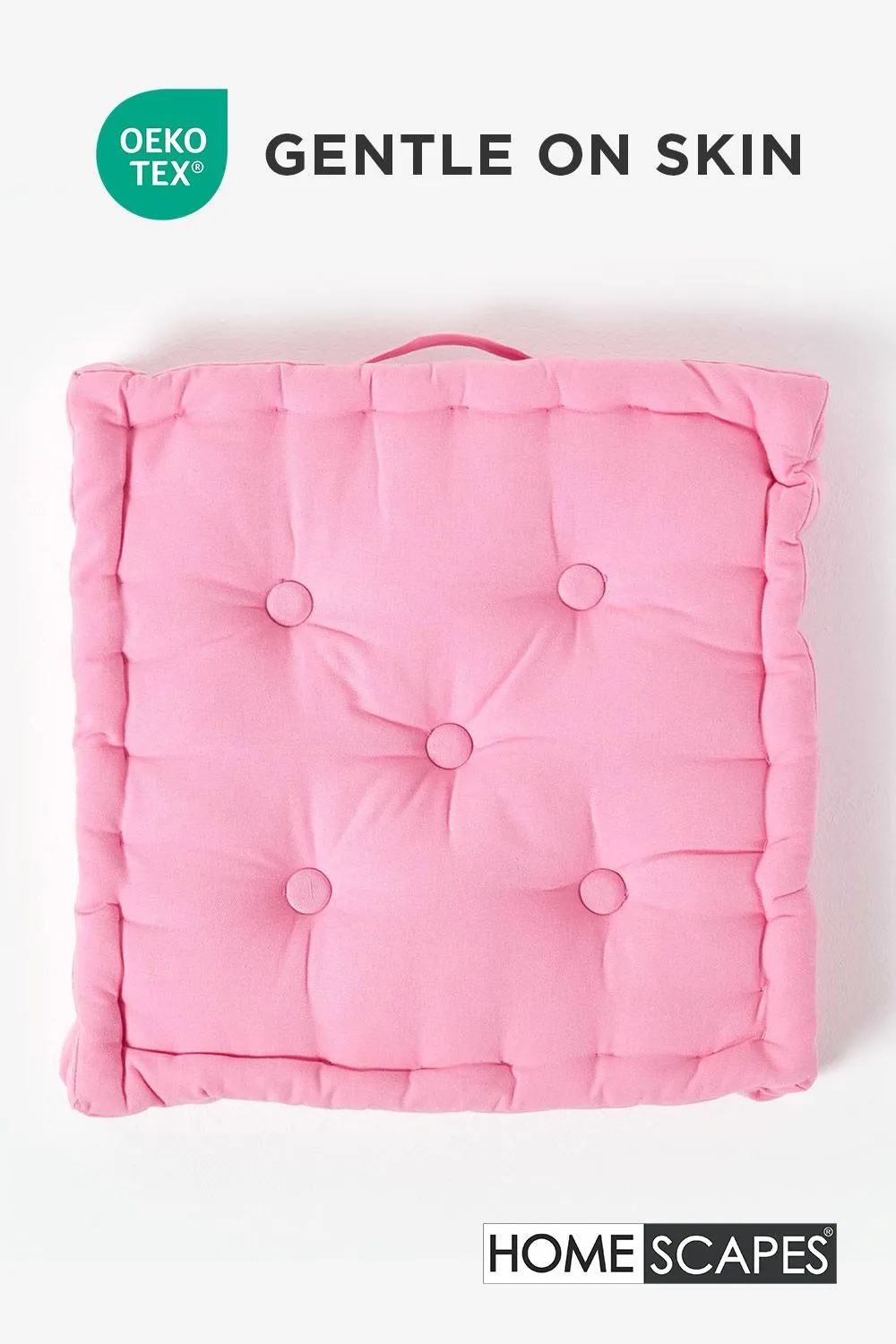 Homescapes Plain Cotton Floor Cushion in Pink 3