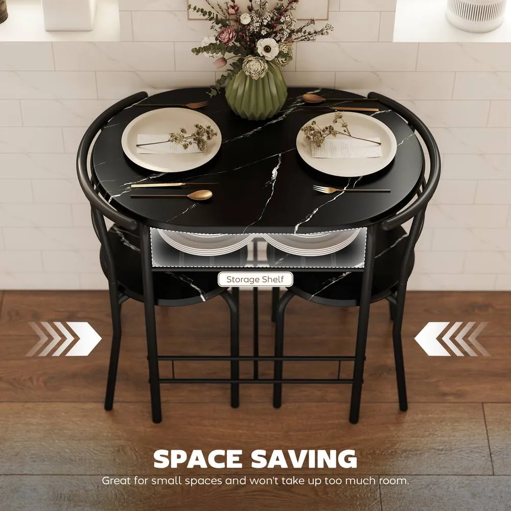 HOMCOM Breakfast Bar Table & Stools Set, Dining Room Set with Shelf in Black 5