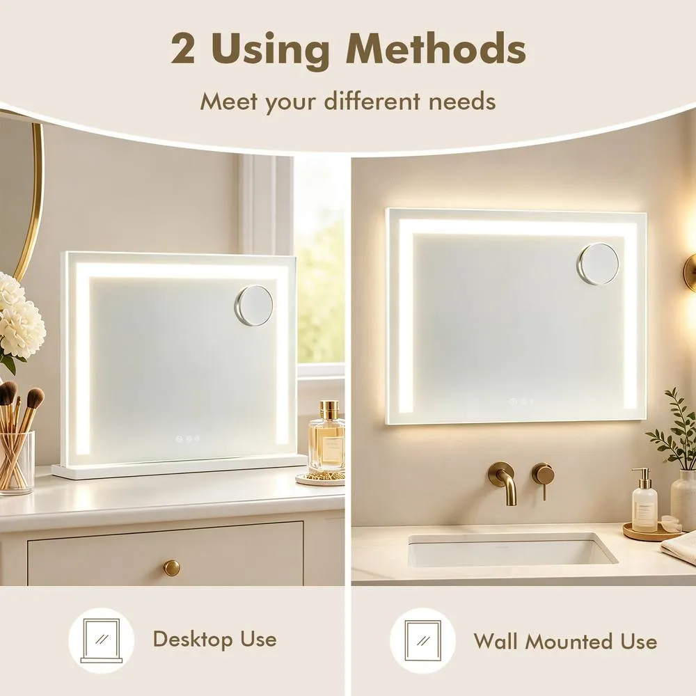 Costway Crystal Vanity Mirror LED Lights White Makeup Mirror 6