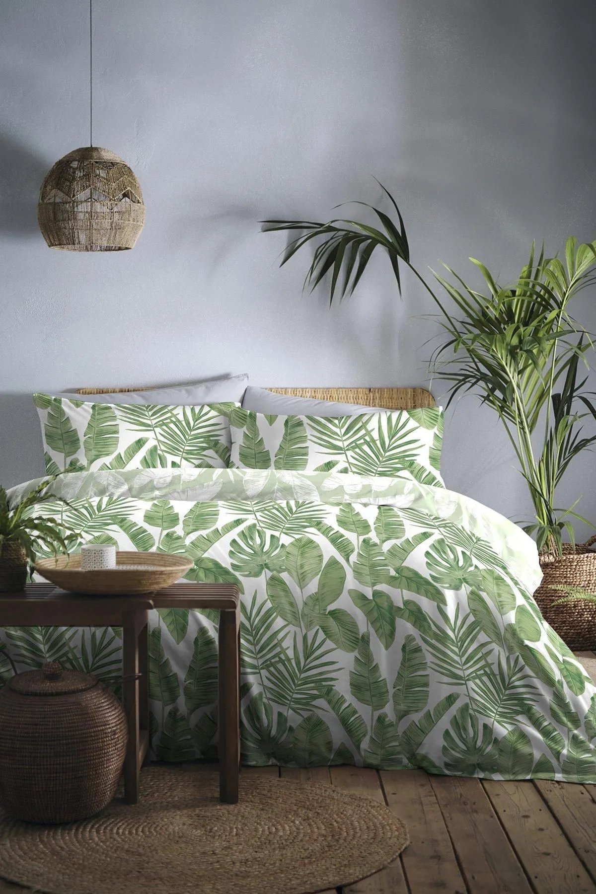 Dreams & Drapes 'Tahiti' Tropical Print Duvet Cover Set in Green