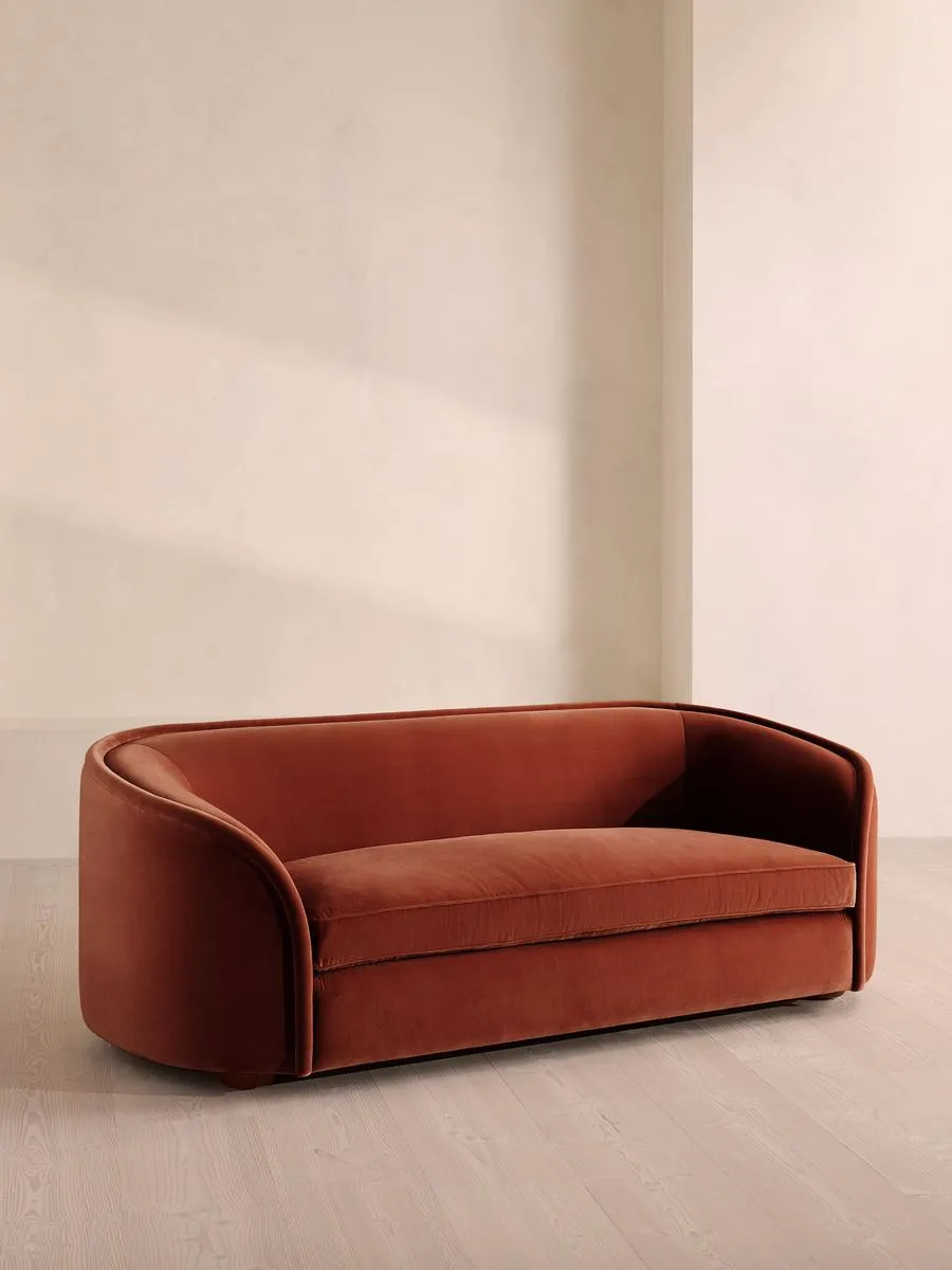 Conall Three Seater Sofa, Velvet, Rust