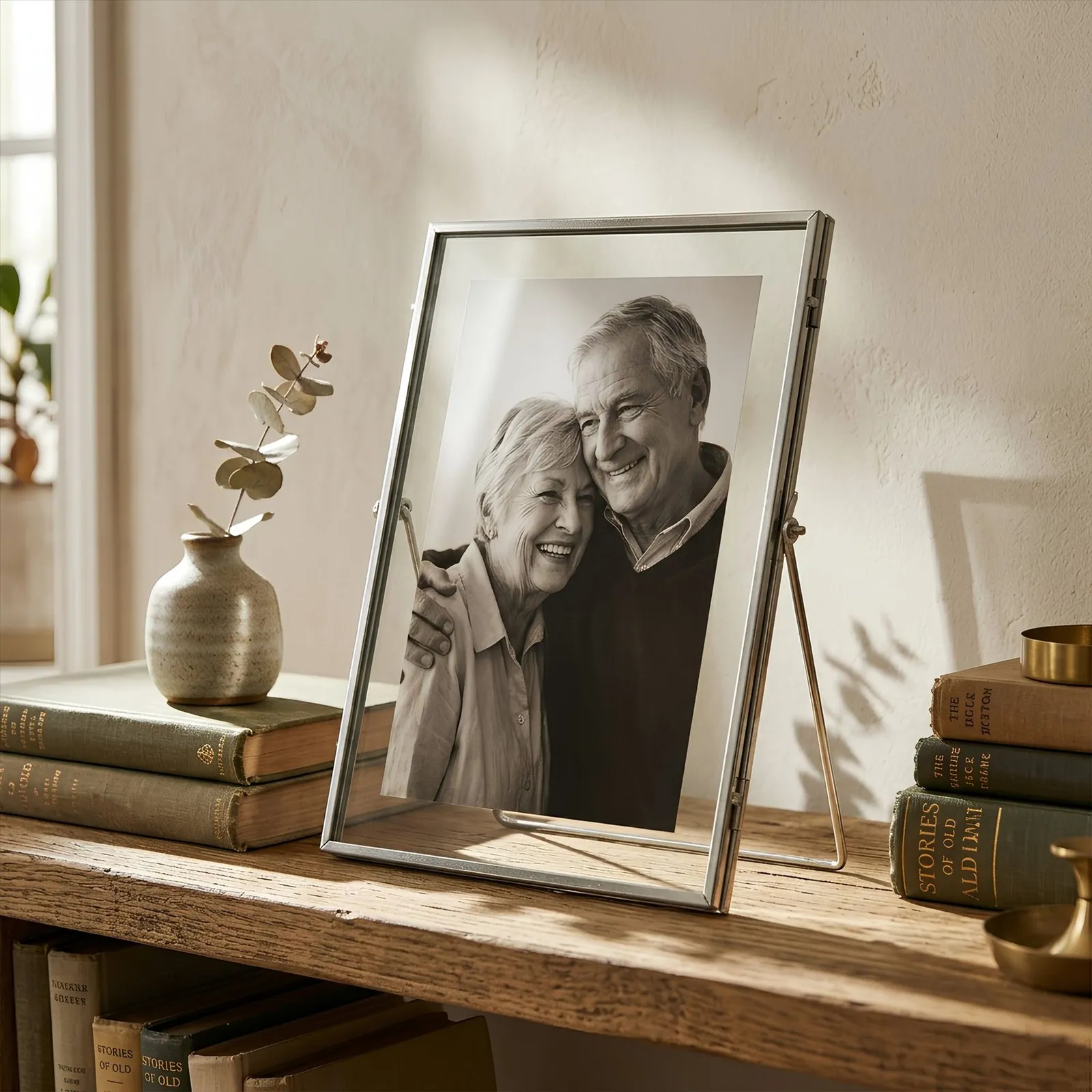 Nicola Spring 2x Standing Metal Photo Frames - 6" x 8" Picture Display Poster Frame in Silver 6