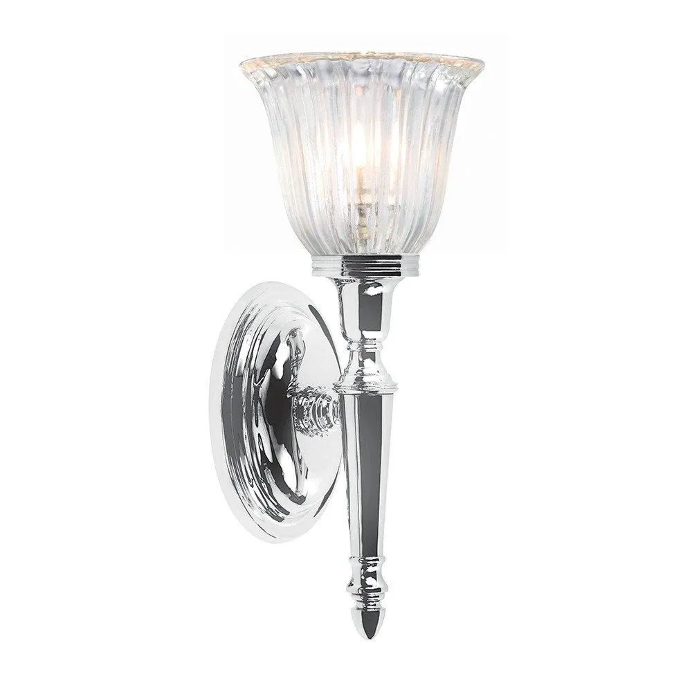 Netlighting Dryden 1 Light Bathroom Wall Light Polished Chrome IP44 G9 in Grey