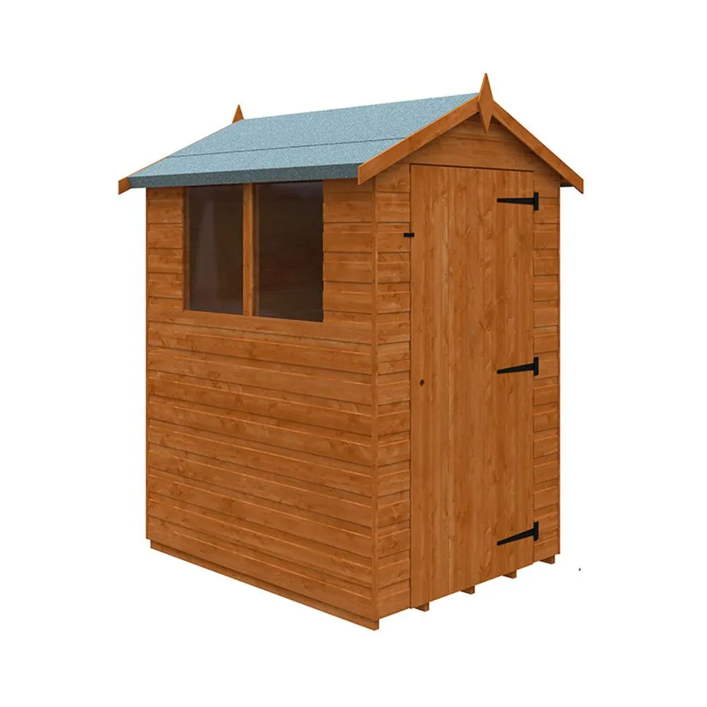 Buttercup Farm 5 x 4 Feet Super Apex 12mm Shed - Solid Wood/Softwood/Pine in Burnt Orange