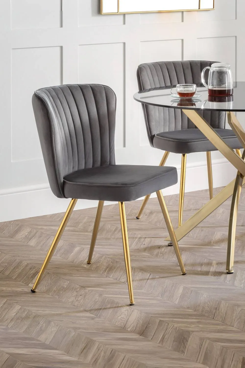 Julian Bowen Cannes Upholstered Dining Chair (Set of 2) in Grey
