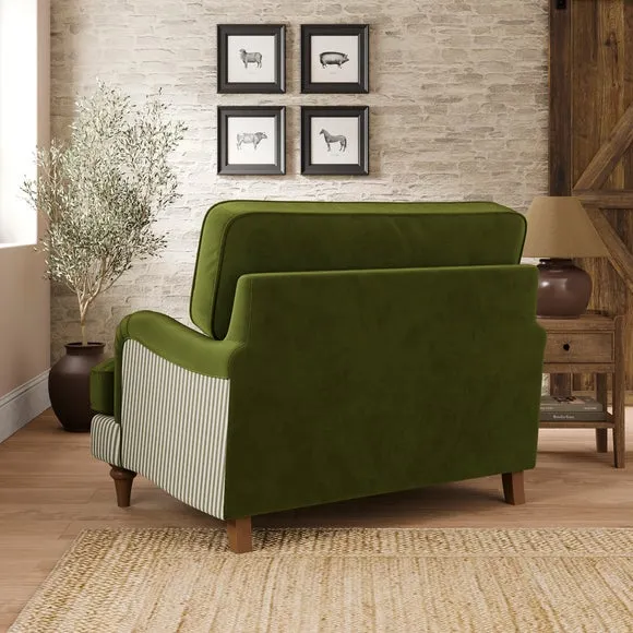Beatrice II Woven Stripe Velvet Mix Snuggle Chair 2