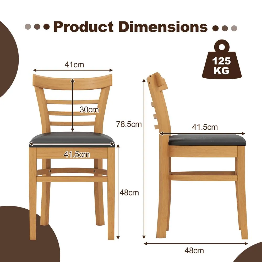 Costway Modern Dining Chair Set of 2 PU Leather Upholstered Kitchen Chair in Natural 4