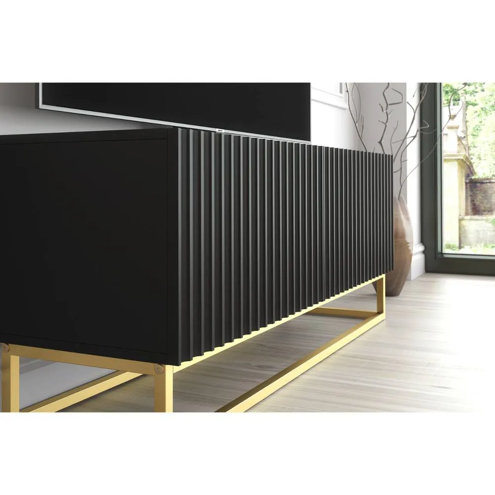 Creative Furniture Ripple TV Unit 100cm - Black with Fluted Doors 5