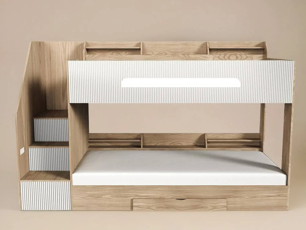 Flair Finn Staircase Bunk Bed with Storage in White 5