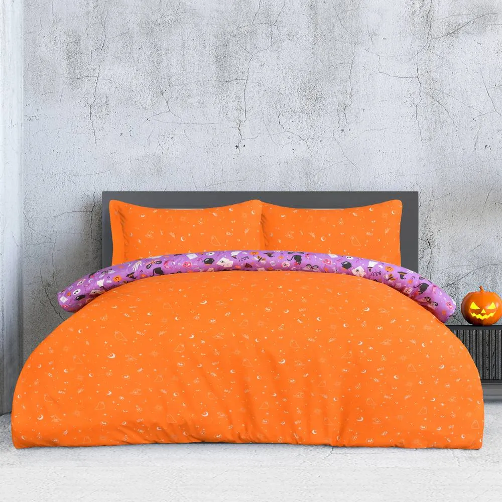 Smart Living Luxury Soft Reversible Celestial Halloween Duvet Cover & Pillowcases in Lilac 2