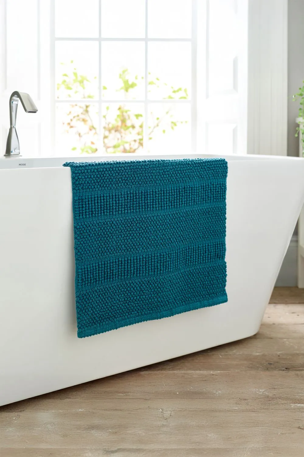 Deyongs Romeo Textured 100% Cotton Bath Mat - 1500gsm Absorbent Bathroom Rug | 1846 in Turquoise 1