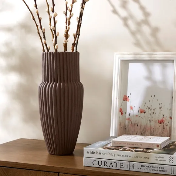 Ribbed Stone Vase