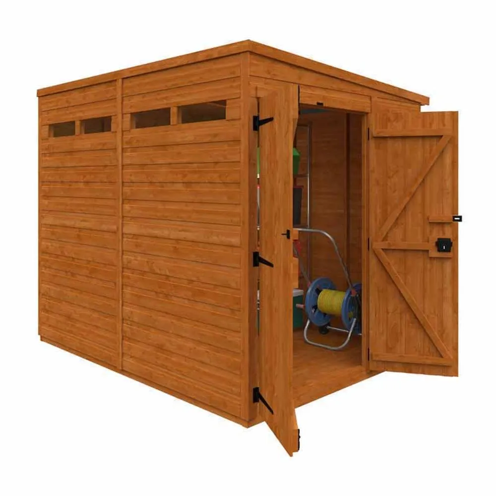 Buttercup Farm 8x6 Flex Pent Security Doubel Door 12mm Flex - L238.8 x W175 x H203 cm in Burnt Orange 2