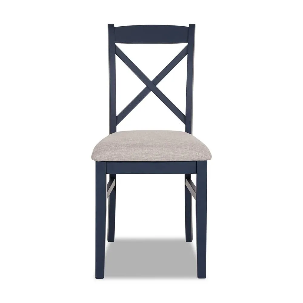 Statement Furniture Florence Crossback Upholstered Seat Dining Chair in Navy 2