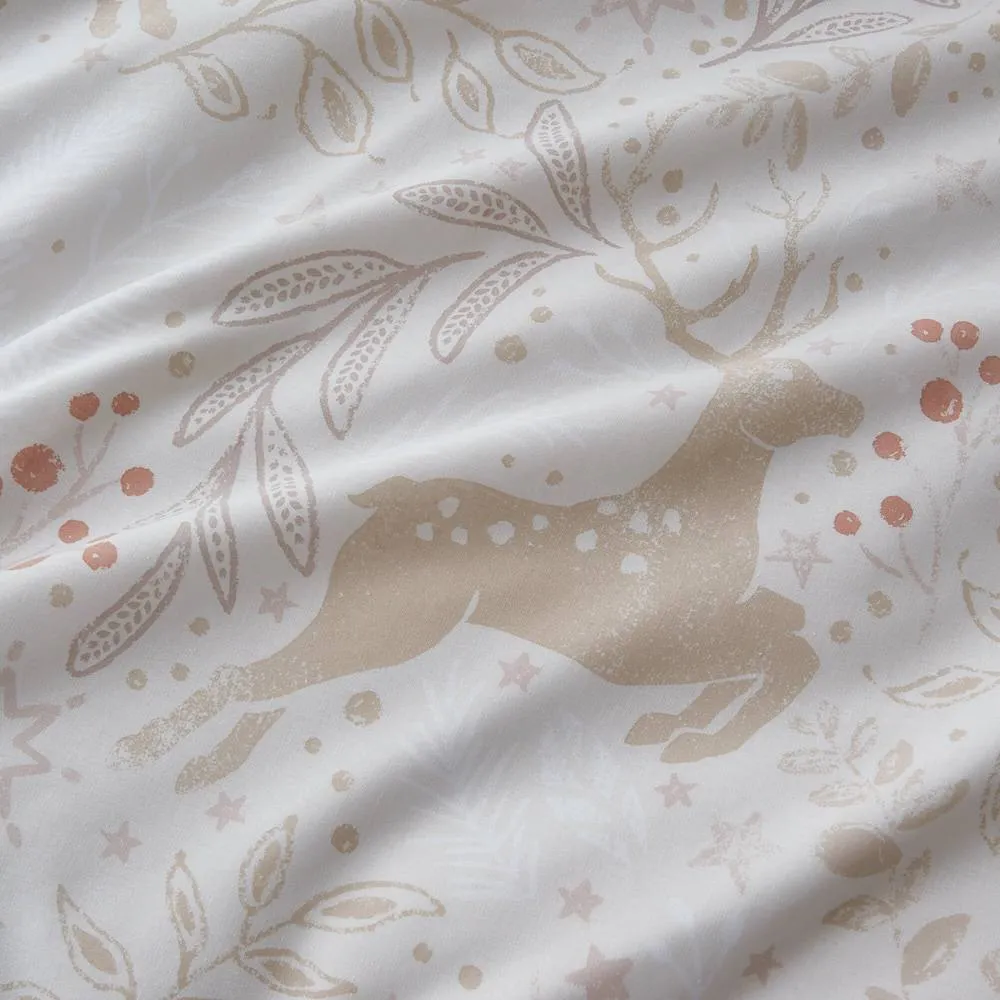 Portfolio Home Winter Stags Duvet Cover Set With Pillow Case Bedding in Natural 3